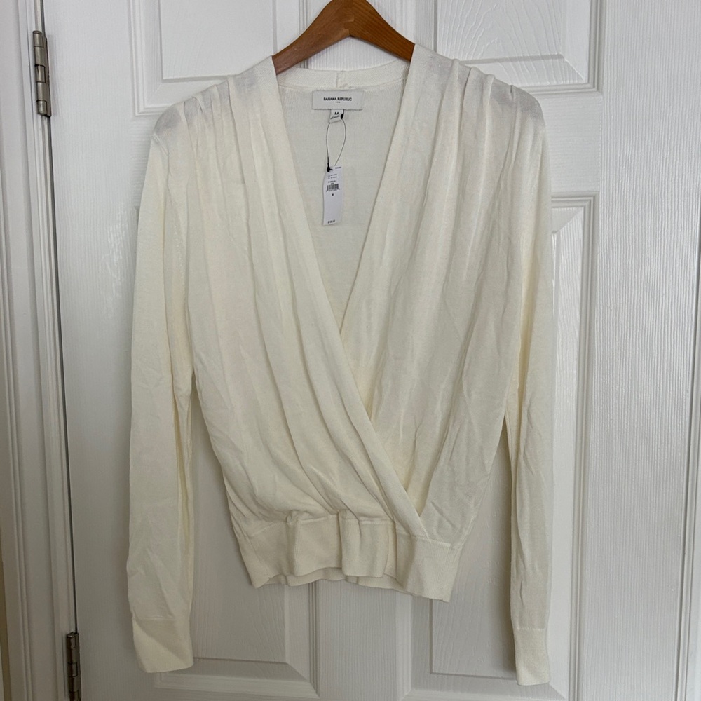 Banana Republic Cream Surplice Wrap Sweater